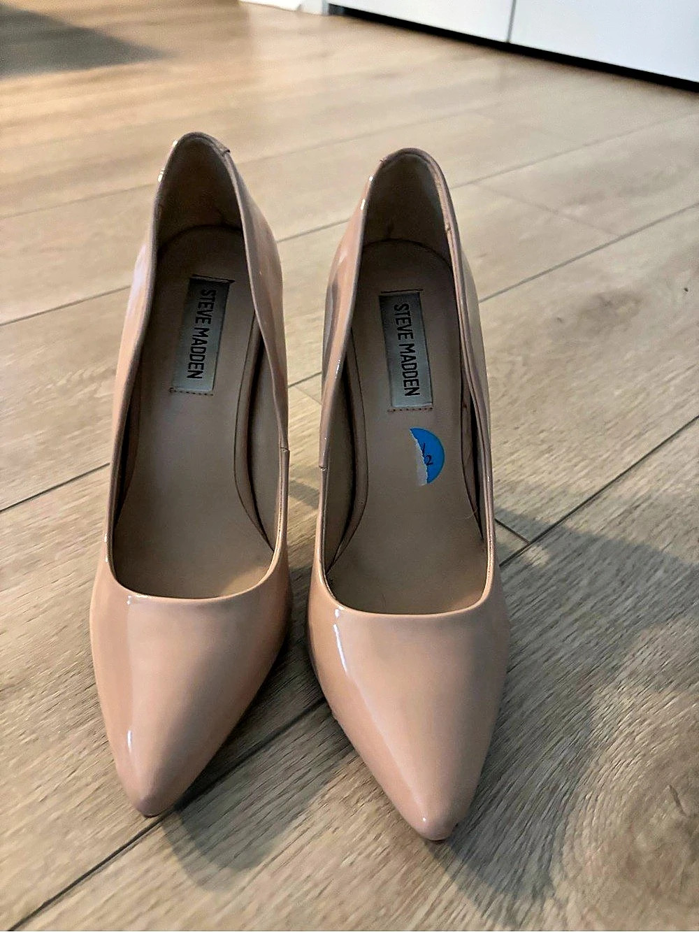 Steve Madden Daisie Pump Patent Pointed-Toe Heels in nude color
